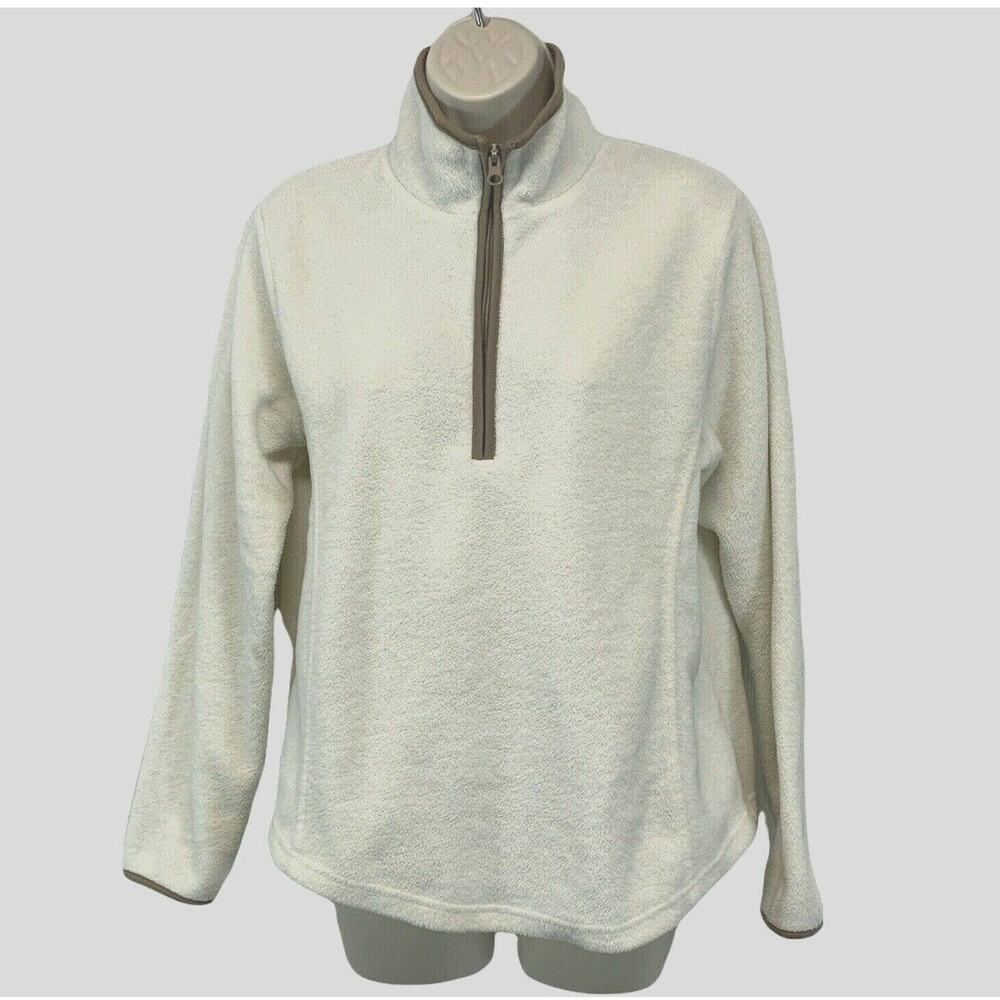 SJB Active Womens Fleece Sweatshirt Size Medium 1/2 Zip White / Cream Pullover